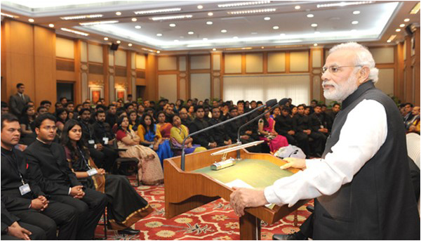 Prime Minister Narendra Modi speaking to trainee officers of the IAS, 2015