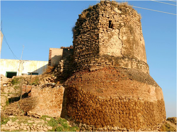 A view of the octagonal bastion of the Sarai Pakka Khanpur. Inside this bastion there was a hammam (bath) too