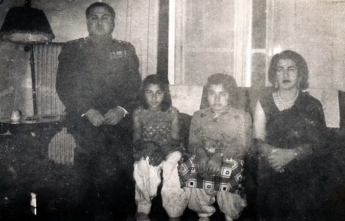 Brig. Mahmud Jan with Begum Surraya Mahmud Jan with Haseena (left) and Simin (right), at their Ankara residence ​in a photo taken ​by​ ​Tariq in 1964