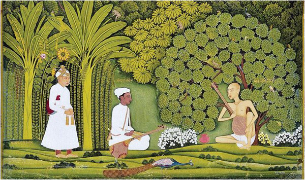 Emperor Akbar watches Taansen, the Indian master of music