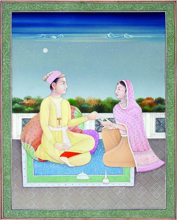 Couple in Love 10.5 x 8.5 Gouache on Wasli Paper