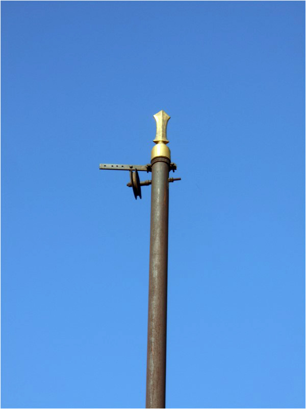 The pole on which the Bedis once used to hoist the Nishan Sahib, the flag of the Sikhs