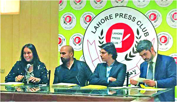 Qudsia Rahim, Rashid Rana, Raza Dada and Rafay Alam announce the Lahore Biennale for November 2017 at a press conference