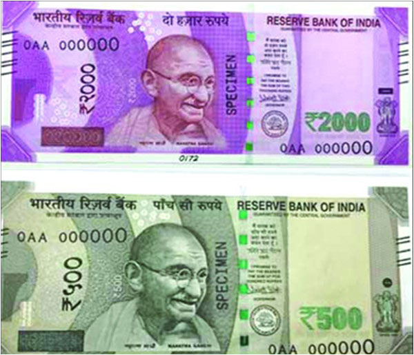 New currency notes issued by the Reserve Bank of India