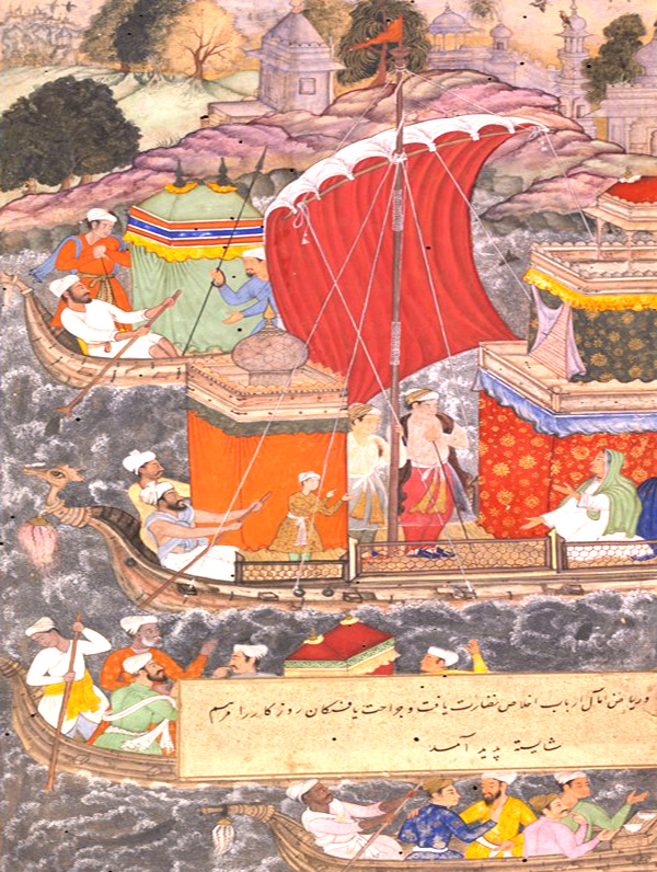 Hamida Banu Begum travelling by boat to Agra