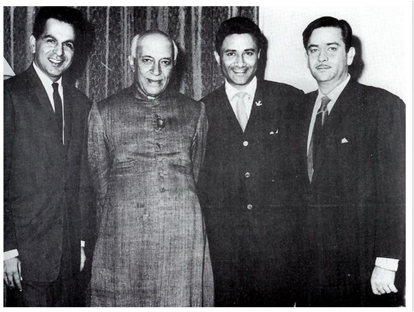 The Nehruvian era - Jawaharlal Nehru is seen here with Dilip Kumar, Dev Anand and Raj Kapoor