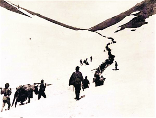 Gurkhas crossing the Lowari pass