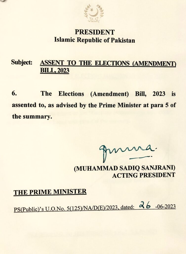 Senate Chairman Sadiq Sanjrani Elections Bill, President Arif Alvi